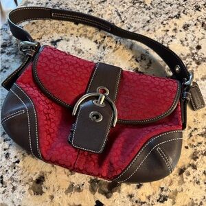 Coach Red and Brown Shoulder Bag